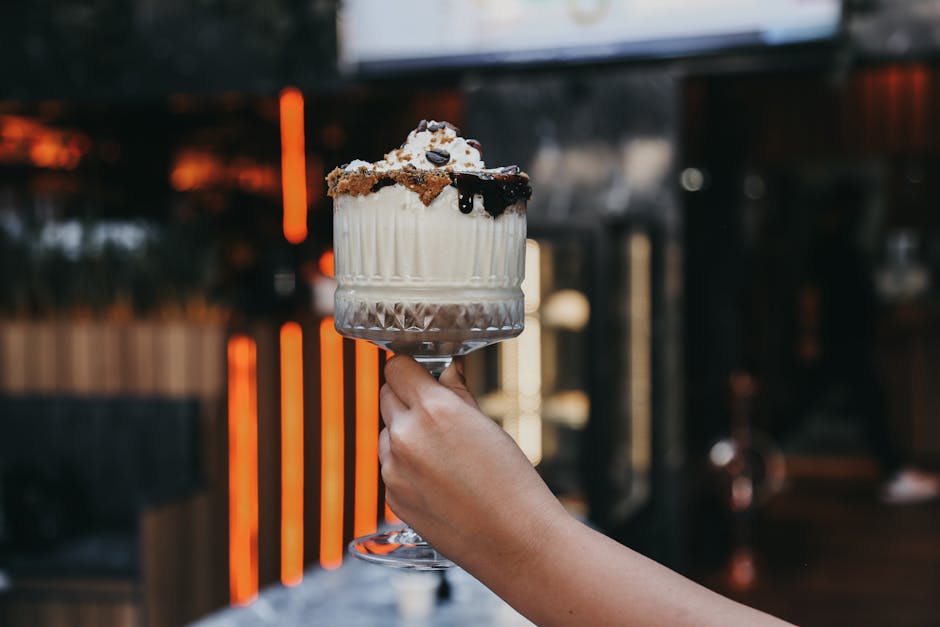 Kremet frokostblandingsshake med vaniljeis