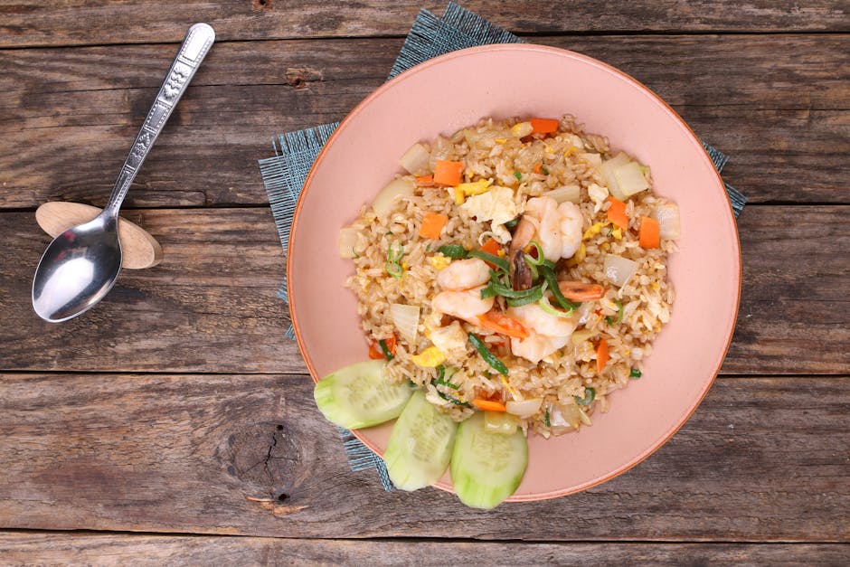 Enkel wok med reker og grønnsaker