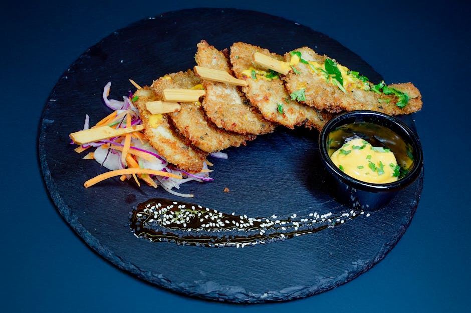 Sprø fritert squash med rømmedip