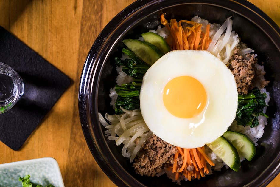 Enkel Bibimbap med marinert biff