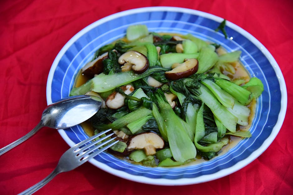 Villsopp og bok choy i svart bønnesaus