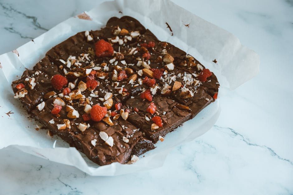 Bringebær-ostekakebrownies