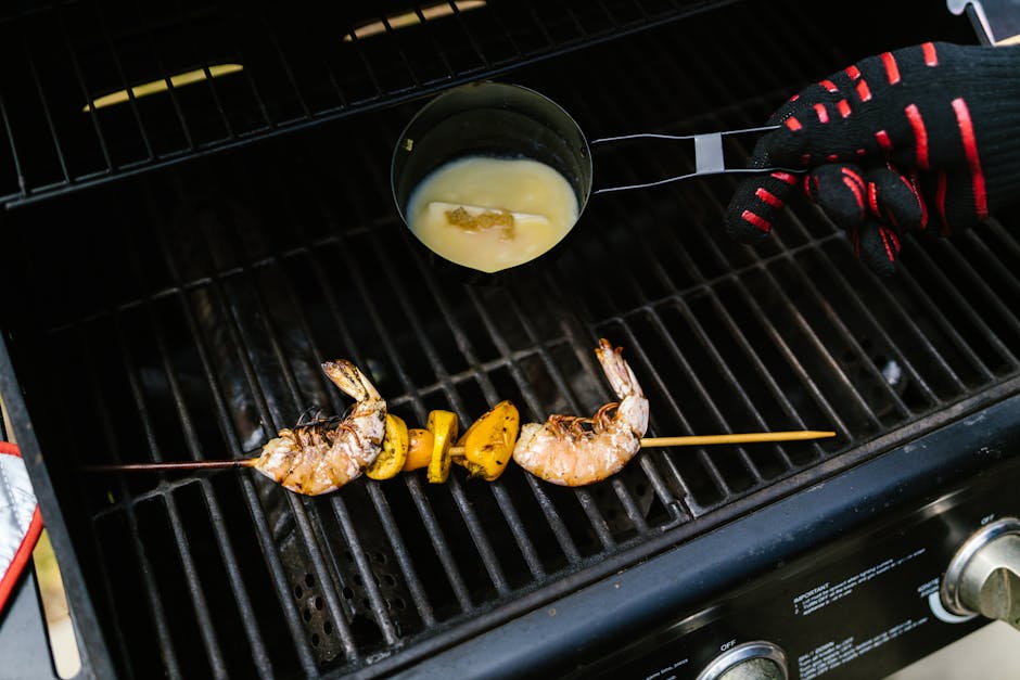 Grillede reker med hjemmelaget BBQ-saus