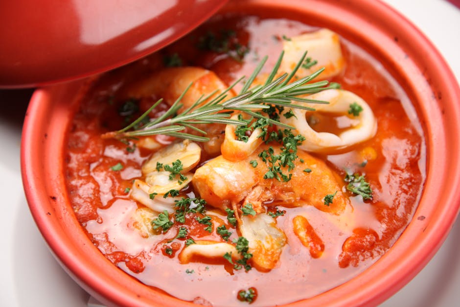 Blekksprutgryte i tomatsaus