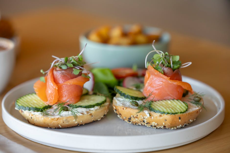Bagels med røkelaks og hvitfiskrøre
