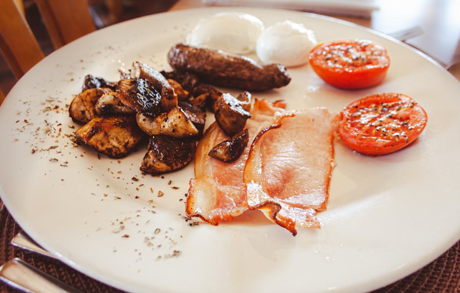 Rosti med bacon, sopp og løk