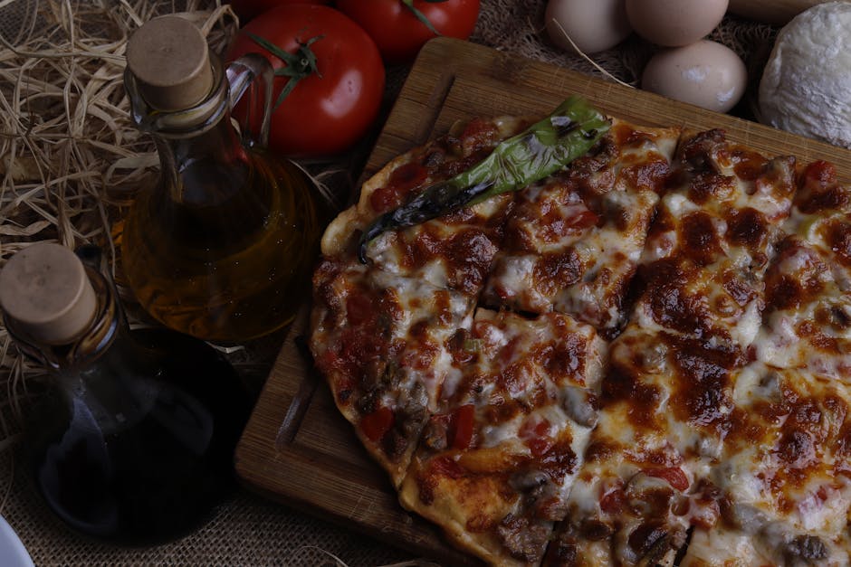 Aspargispizza med plommetomater og pesto