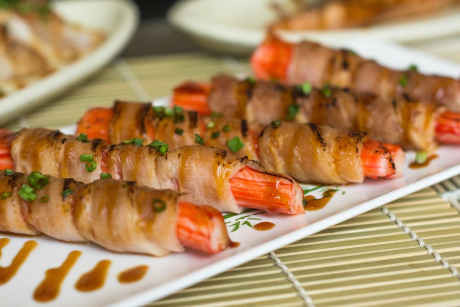 Baconinnpakkede reker med chipotle-barbecuesaus