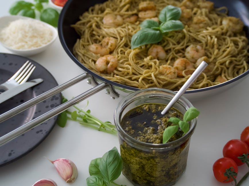 Spaghetti med mynte- og persillepesto