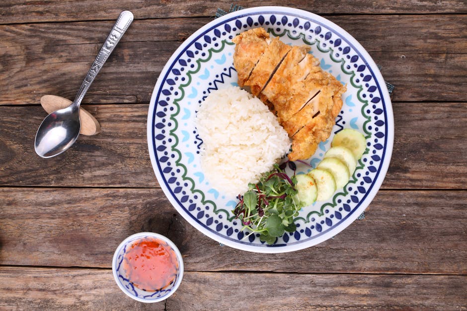 Sprø kylling katsu med ingefærris og bok choy