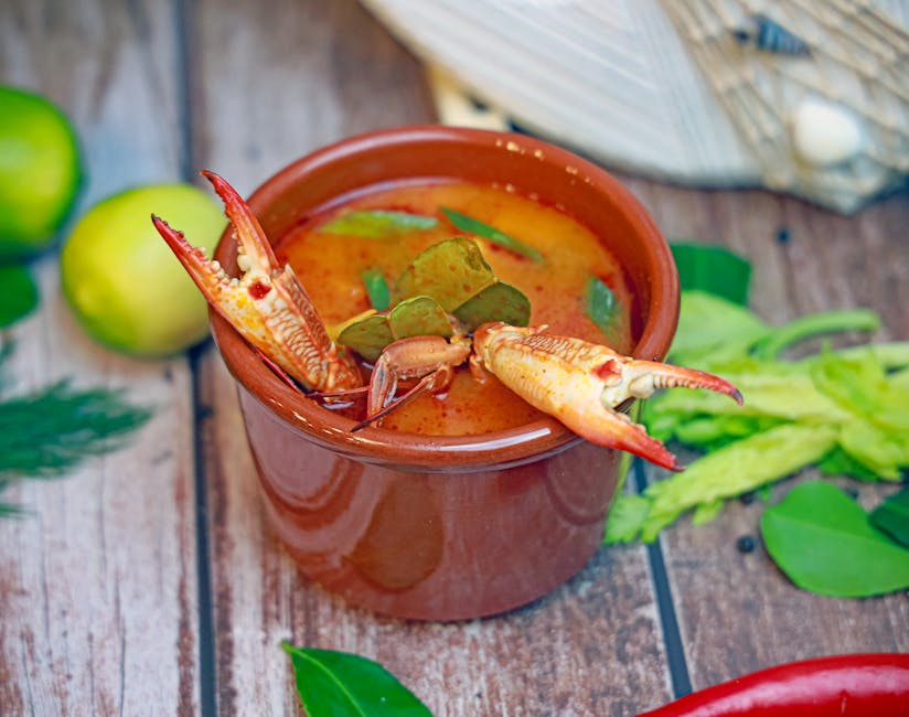 Ristet paprika- og krabbesuppe