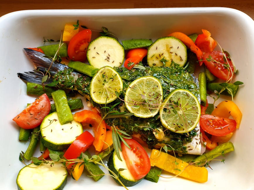 Stekt fisk med squash og tomat