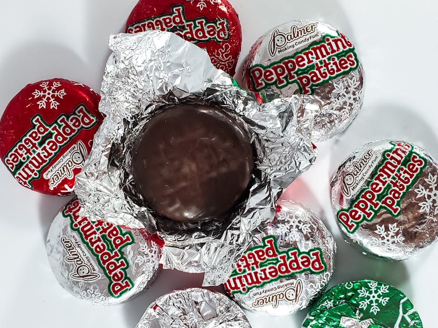 Peppermyntebark med mørk og hvit sjokolade