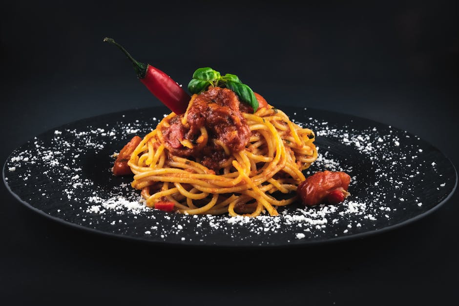 Spaghetti med tre paprika og løk