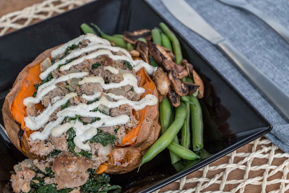 Fylte søtpoteter med pekannøtter og marshmallowstreusel