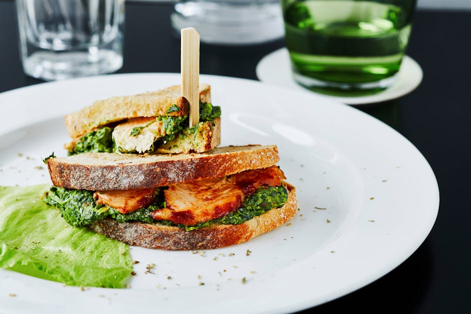 Kylling- og pestosandwich med provolone