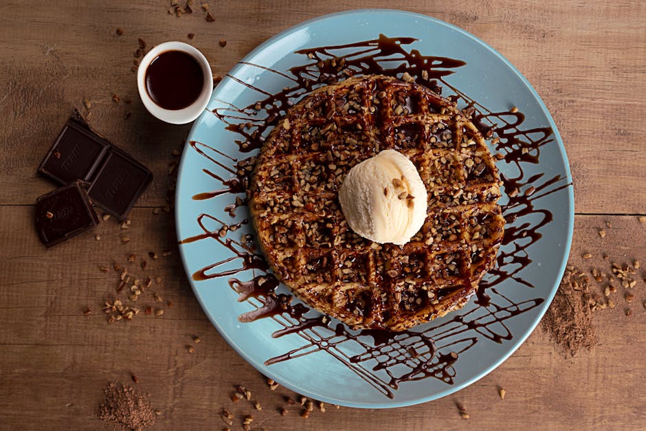 Kaffeisdessert med lønnesirup og nøtter