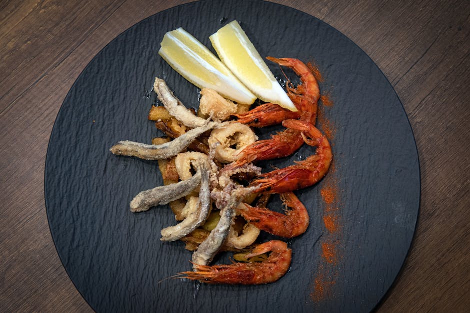 Grillet reker og calamari med røkt tomat- og olivenrøre
