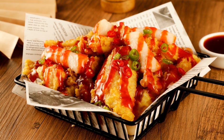 Fritert sylteagurktårn med "Angry Sauce"