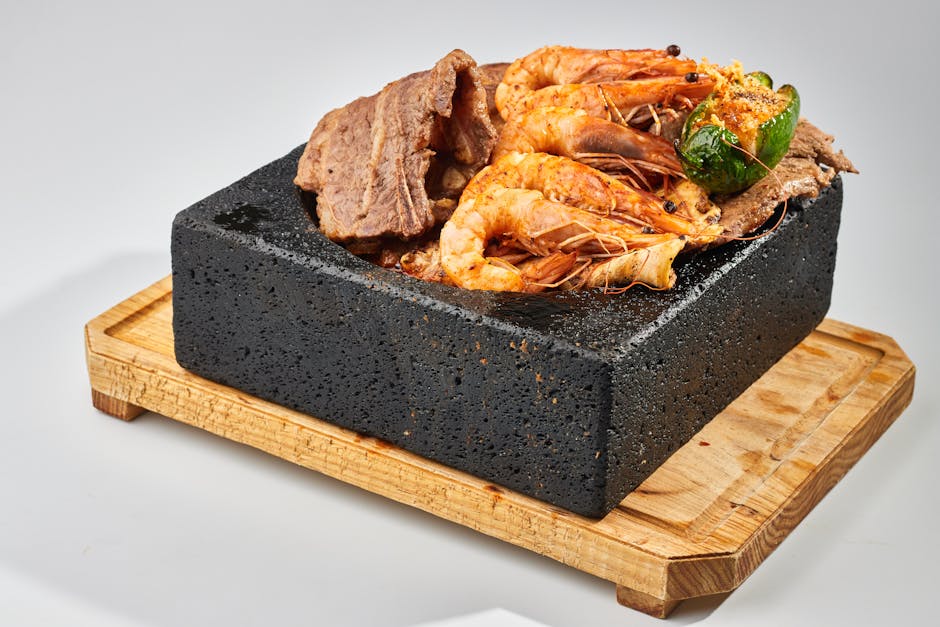 Molcajete Mixto med grillet kjøtt og reker
