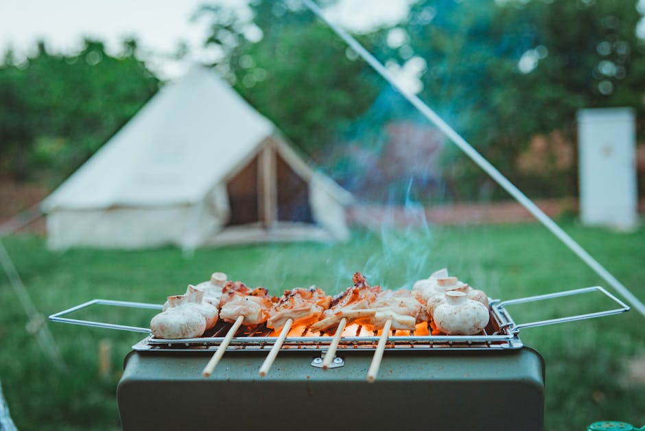 Grillede soppspyd med hvitløk og timian