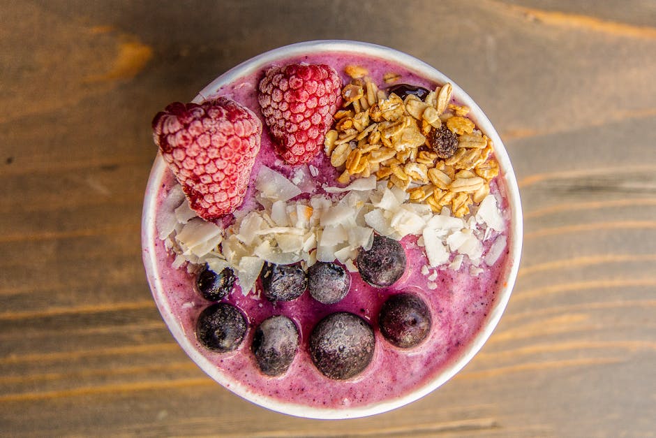 Hjemmelaget blåbærfrozen yoghurt