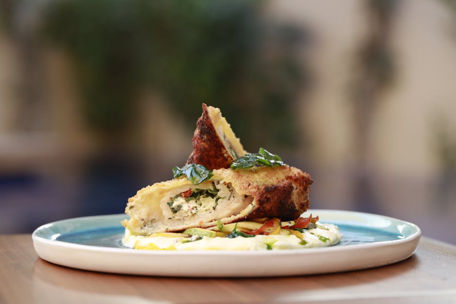 Fylt kyllingbryst med ricotta, spinat og marsalasaus