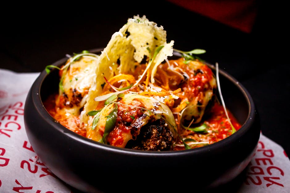 Italienske kjøttboller med marinara og polenta