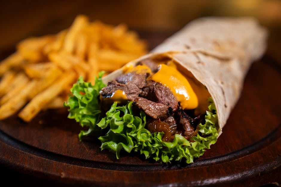 Våt burrito med oksekjøtt og ost