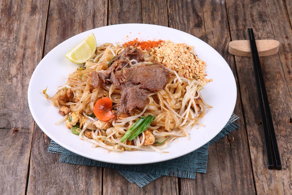 Stekt biff med grønne bønner og peanøttsaus