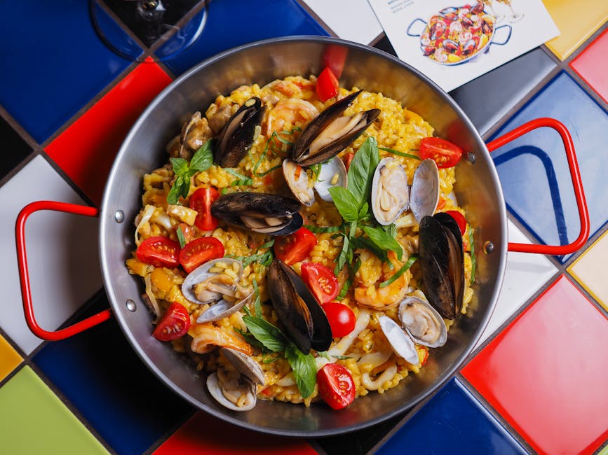 Blåskjell med tomater, basilikum og safran