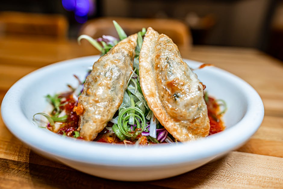 Vegetariske dumplings med shiitake og grønnkål