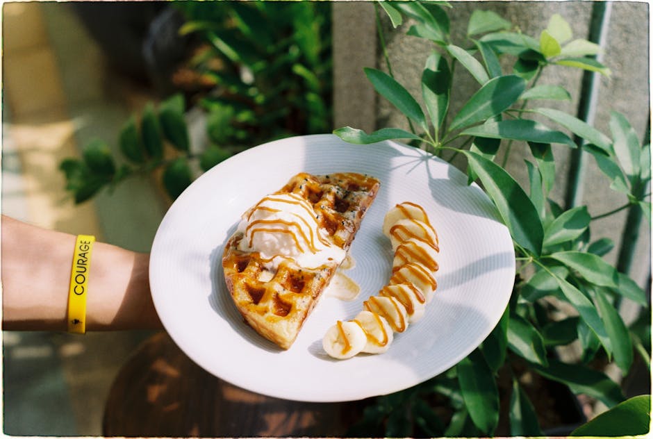 Fullkornsvaffel med karamellisert ananas