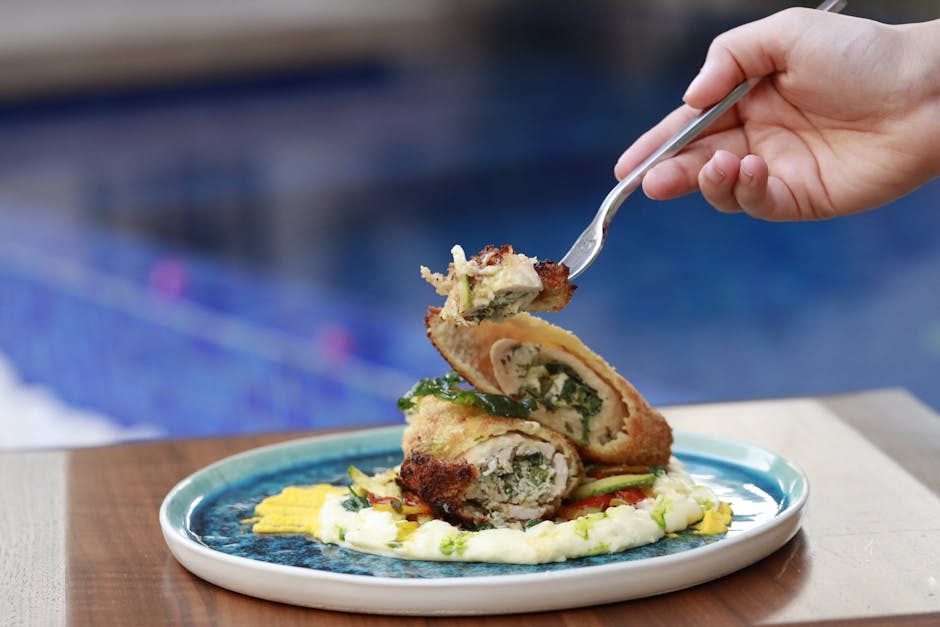 Kylling- og cheddarsoufflé med spinat