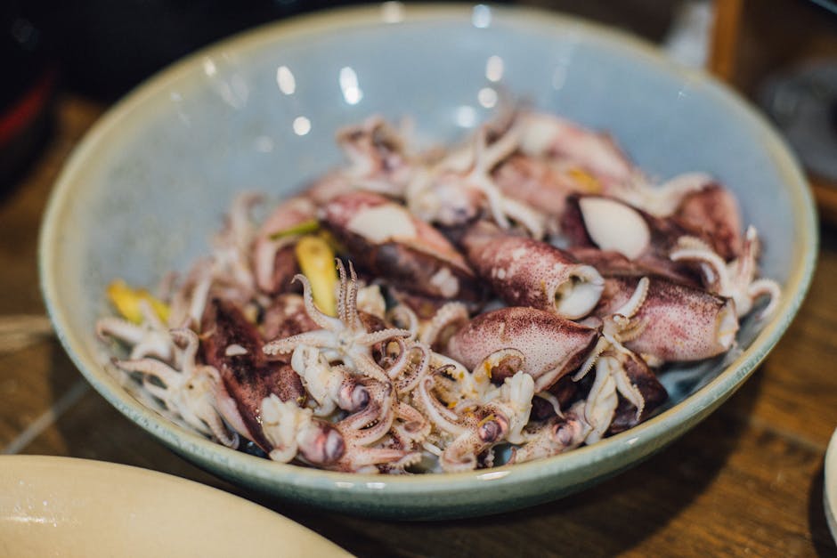 Blekksprut marinert i urter