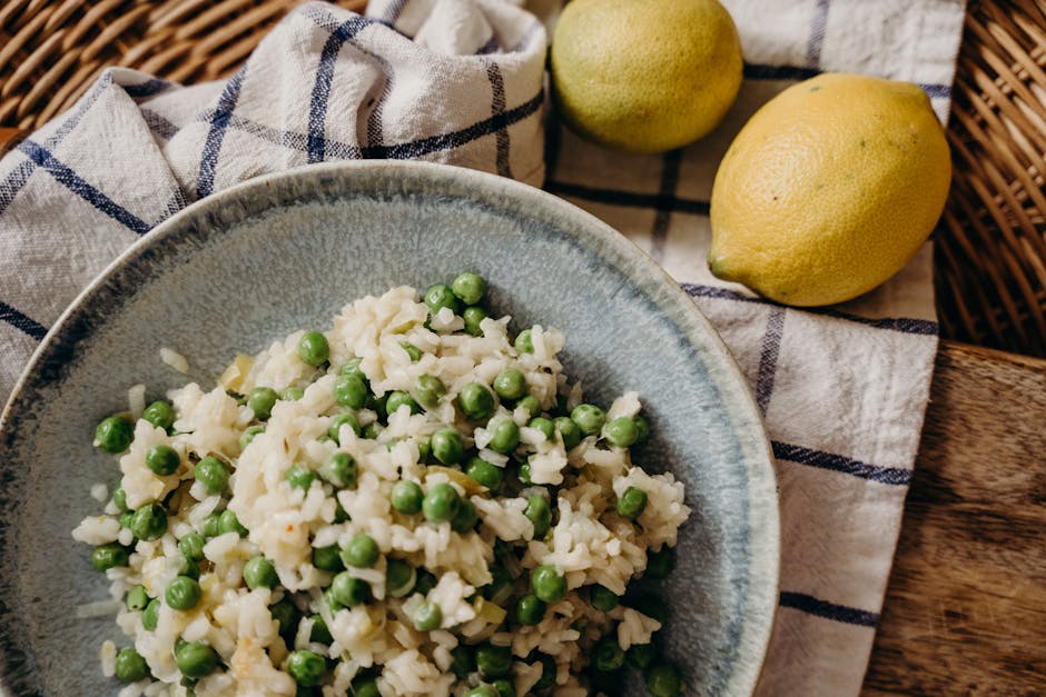 Bulgurrisotto med erter og asparges