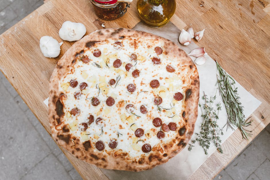 Pizza med hvitløk og olivenolje