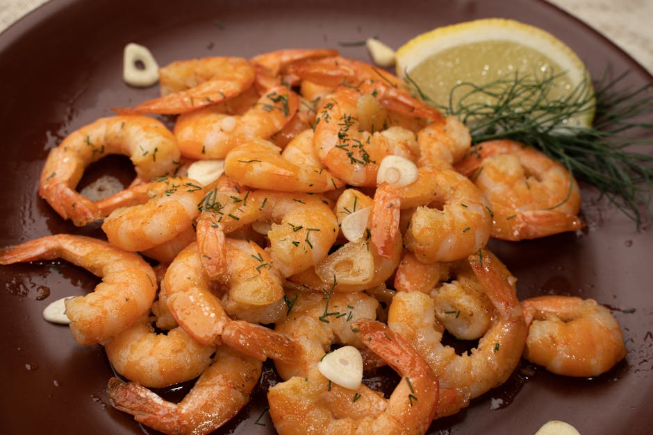 Hvitløksmarinerte reker (scampi) som forrett
