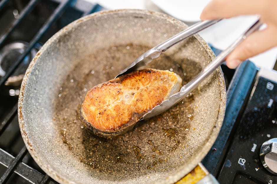 Sprøstekt fiskefilet med sprøtt skinn