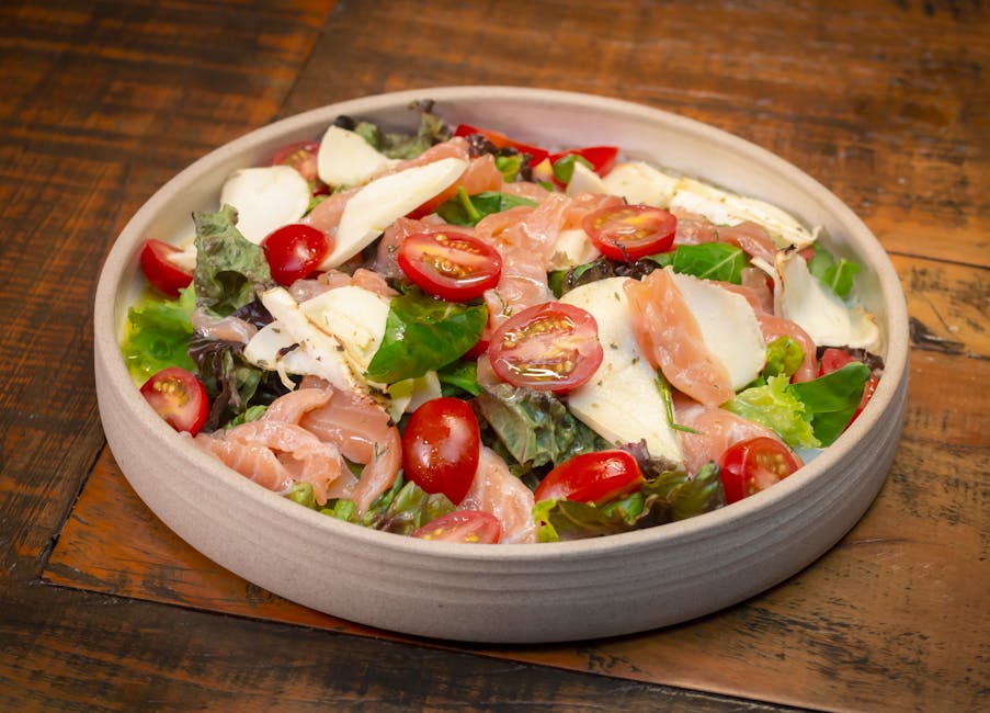 Bygg- og hvetesalat med røkt mozzarella