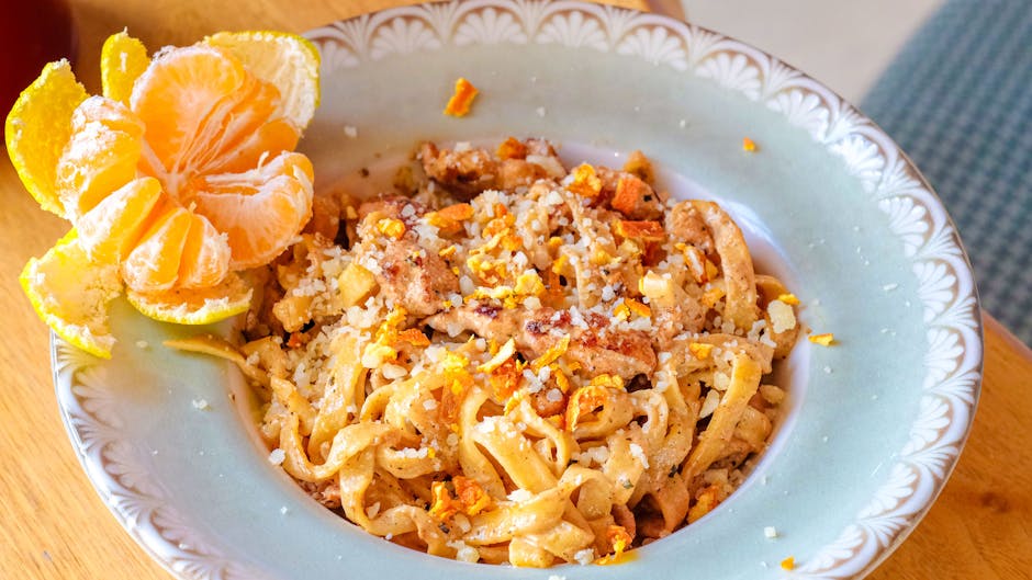 Tagliatelle med prosciutto og appelsin