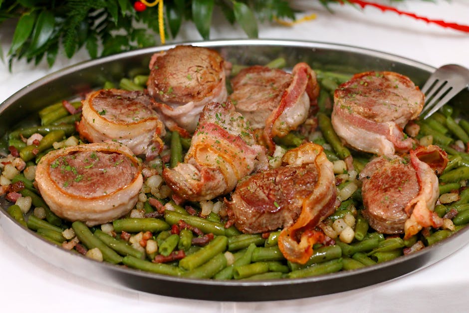 Grønne bønner med sprøstekt bacon og kastanjer