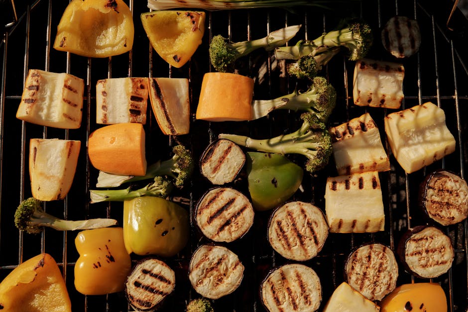Grillede grønnsaker med sitron-, timian- og sennepssaus