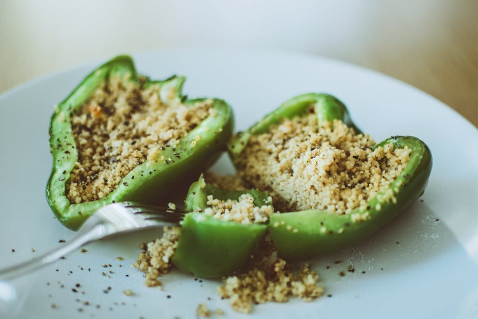 Paprika fylt med reker og kokosris