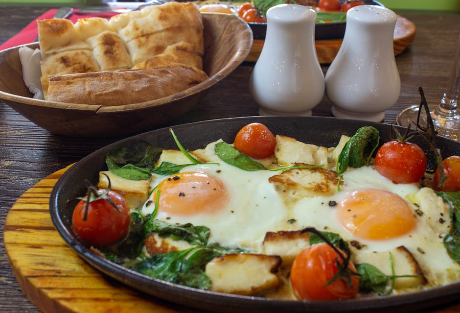 Egg med fløte, spinat og spekeskinke