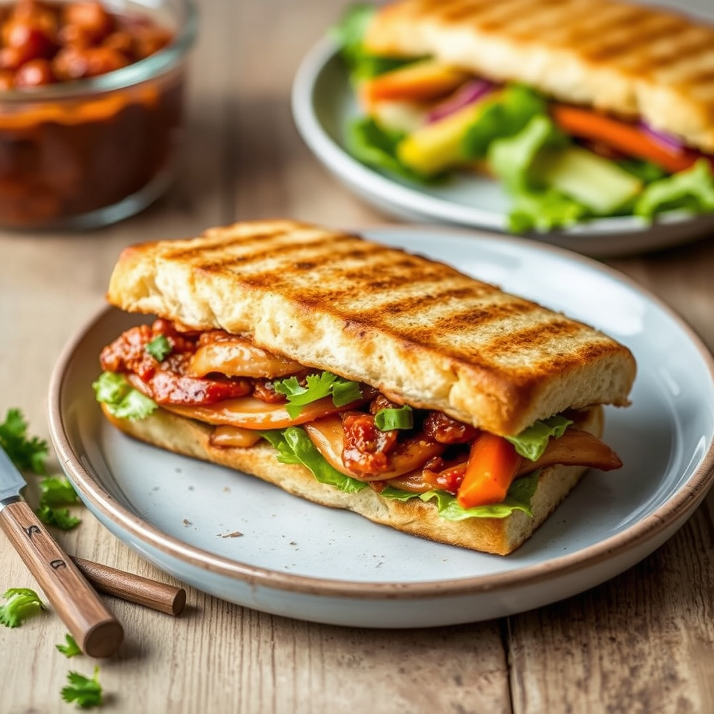 Grillet grønnsakssandwich med BBQ-saus