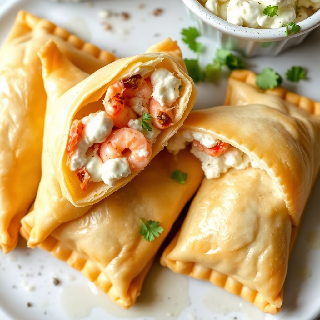 Phyllo-bakverk med reke- og ricottafyll