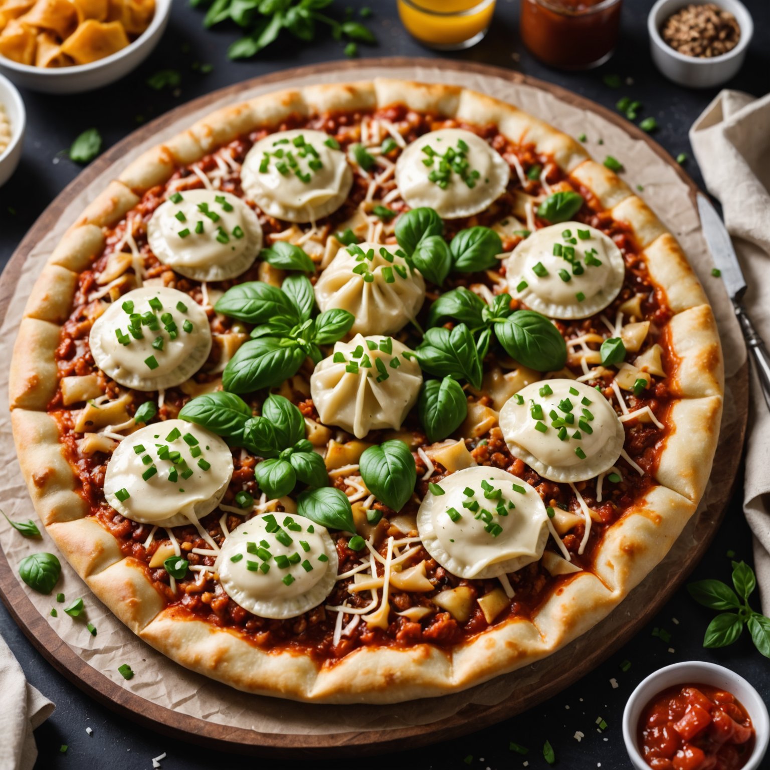 Pierogi-pizza med potet og bacon