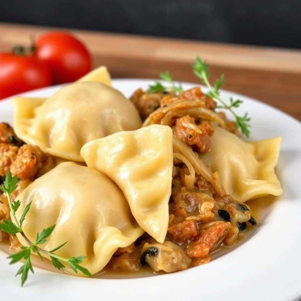 Pierogi (potet- og soppsauerkraut)