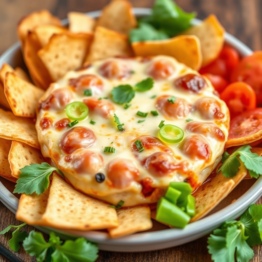 Varm pizza-dipp med pepperoni og oliven